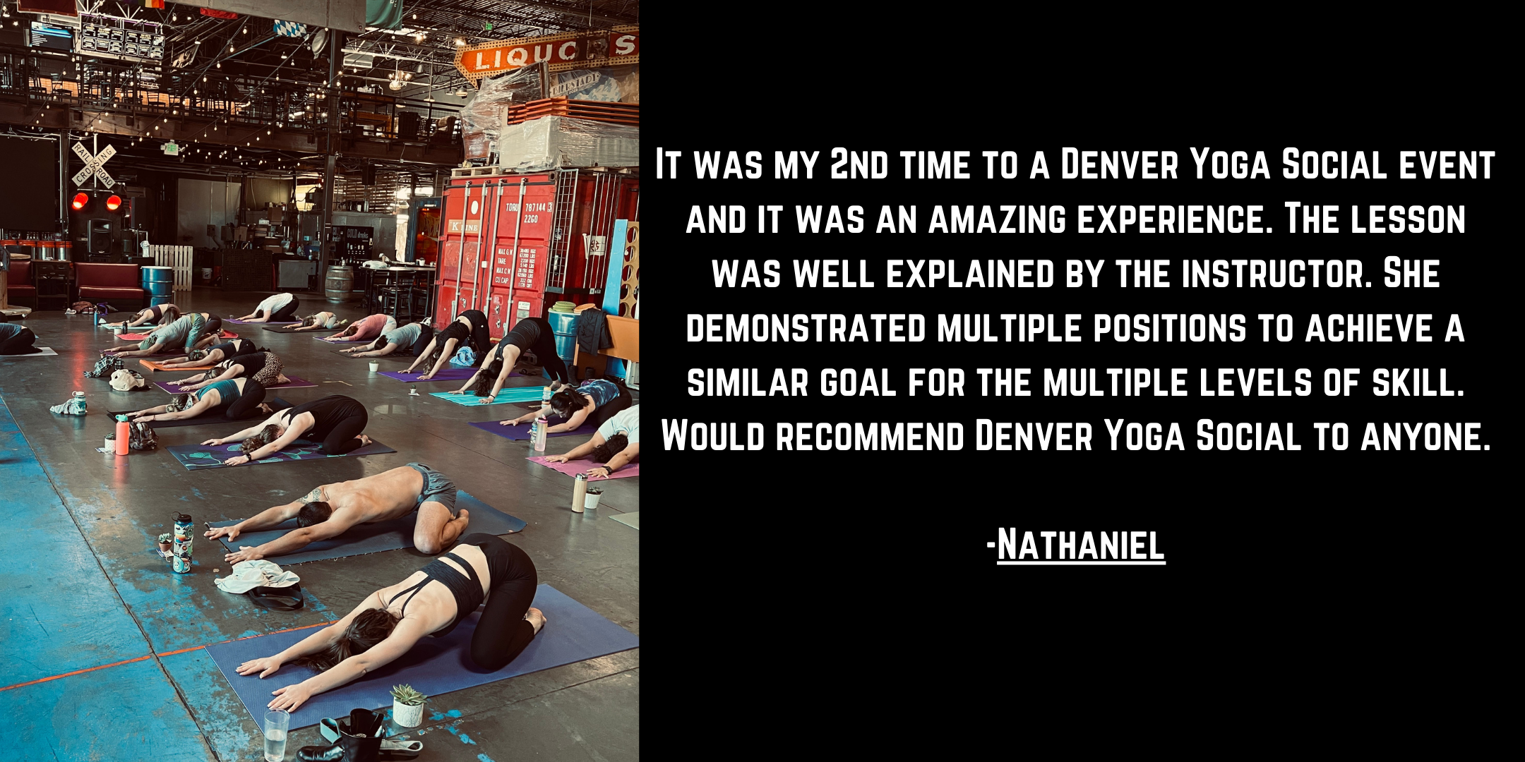 Nathaniel's testimonial about Yoga Social brewery yoga class